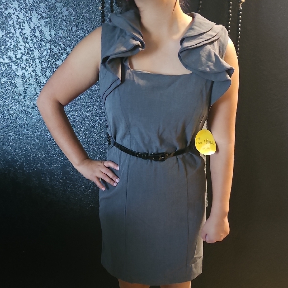 Emma & Michele Charcoal Ruffle Mini Dress